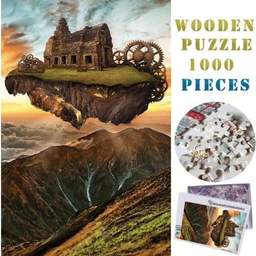 MOMEMO Flying Castle 1000 Pieces Wooden Jigsaw Puzzles 1000 Pieces for Adults Puzzles Fantasy Landscape 1000 Pieces Puzzles Toys