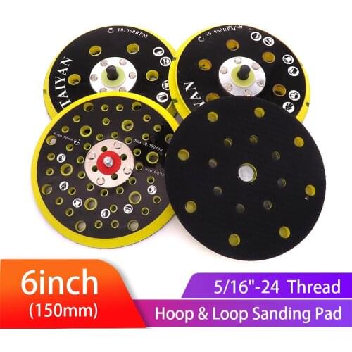 6"150mm 9/15/17/52Holes Sander Backing Pad Hook&Loop Sanding Pads with 5/16"-24 Thread Dust Free Sanding Disc Holder for MIRKA