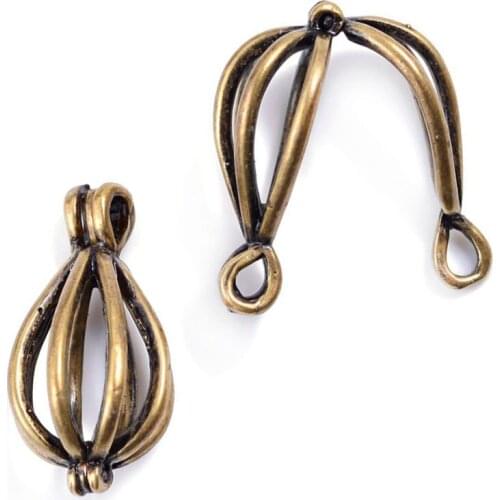 10pcs 12*21.5mm Antique Bronze Filigree pearl Tear Drop Diffuser Cage Pendant lockets