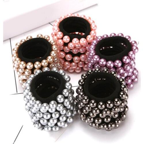 Women Hair Scrunchies Imitation Pearl Elastic Hair Bands Seamless Hair Rope Ponytail Hair Ring Colorful Girls Hair Accessories