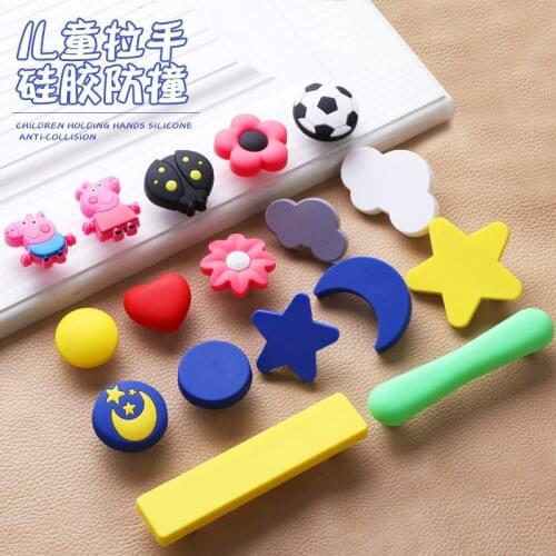 Rubber Door Handles Children Colorful Pink Blue Yellow Round Kitchen Cabinet Knobs and Handles Furniture Handle Drawer Pulls