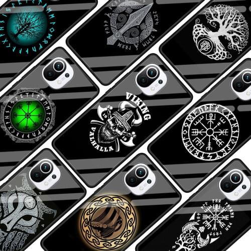 Nordic Viking Glass Phone Case For Xiaomi Poco X3 NFC F3 Mi 10T Pro 9T Note 10 Lite 11 Ultra 5G 11i CC9E CC9 9T Cover