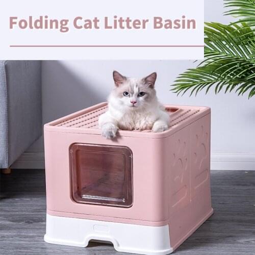 Folding Cat Litter Box Independent Packaging Small Size Total-Enclosed Push-out Drawer Cat Toilet Push-in Cat Litter Box