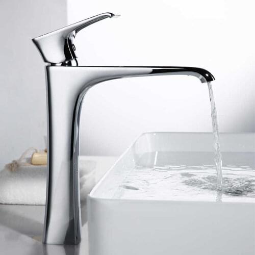 Bathroom faucet basin of deck sink assembled Hot water basin and cold faucets mixer chrome lavatory sink sole waterfall bore
