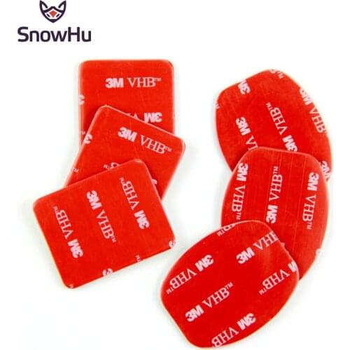SnowHu 6Pcs Red 3M VHB Adhesive Sticker 3 Curved 3 Flat Double Side Adhesive Tape For Gopro hero 9 8 7 6 5 for yi 4k GP14