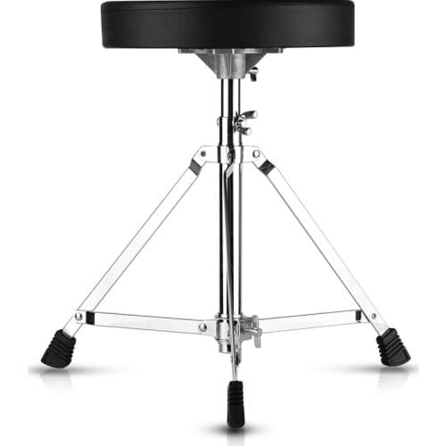 Universal Drum Throne Round Padded Drum Seat Stool Single-braced Stainless Steel Legs Anti-slip 5 Levels Adajustable Height