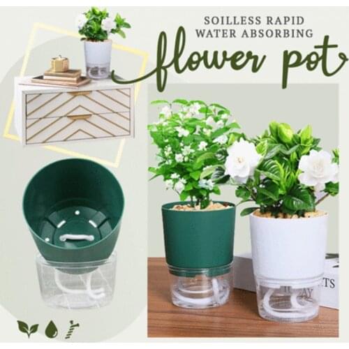 Absorbing Flower Pot Automatic Water-absorbing Pot Self Watering Planter with Water Container Bonsai Hydroponic Plant Potted
