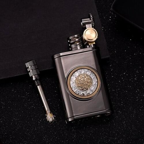 Turntable Permanent Matches and Kerosene Machine Dual-use Two-in-one Creative Windproof and Waterproof Lighter Smoke Accesoires