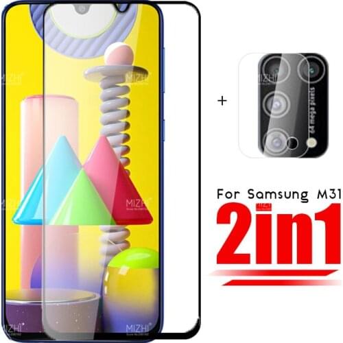 M31 Glass protective for samsung galaxy m31 m 31 m315f camera screen protector on sumsung sansung m31 tremp armor glas film 2in1