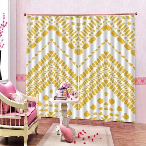 Photo Custom Yellow wavy Shower Curtain Modern Summer Season Pattern Wavy Fabric Drapes For Living room bedroom