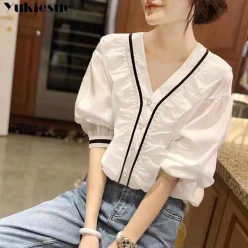 Womens blouse shirt 2021 fashion women blouses and shirts Elegant long sleeve ruffless Top woman blusas mujer tops plus size