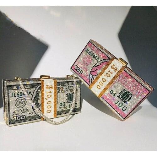 Crystal Womens Wedding Clutch Bag Luxury Designer Diamond Evening Bag Party Money Purses and Handbags Chain Shoulder Bag