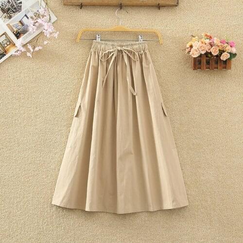 Harajuku Women Vintage Skirt New 2021 Summer Fashion Ladies Solid Slim A-line High Waist Skirt Pocket Versatile Casual Skirts