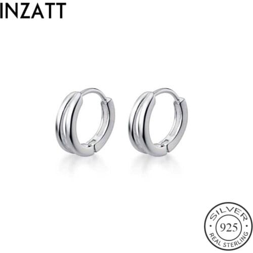 INZATT Real 925 Sterling Silver Round Hoop Earrings For Fashion Women Party Geometric Fine Jewelry Punk Accessories gift