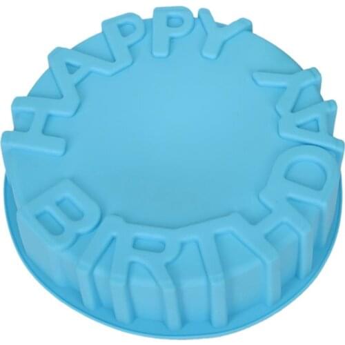 1pc Happy Birthday Silicone Cake Pan Non-Stick Round Bread Mold Kitchen Baking Tray DIY Cake Baking Molds Tools Random Color