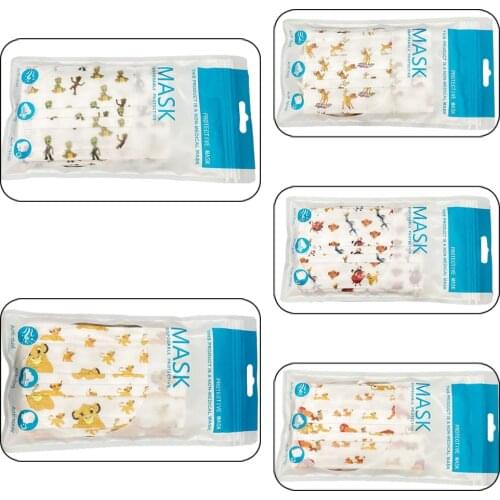 10/20/30/40/50Pcs Child Disposable Animal Mascarillas Ninos Boy Girl Cute Cartoon Lion Print Face Masks 3-Layer Non-Woven Fabric