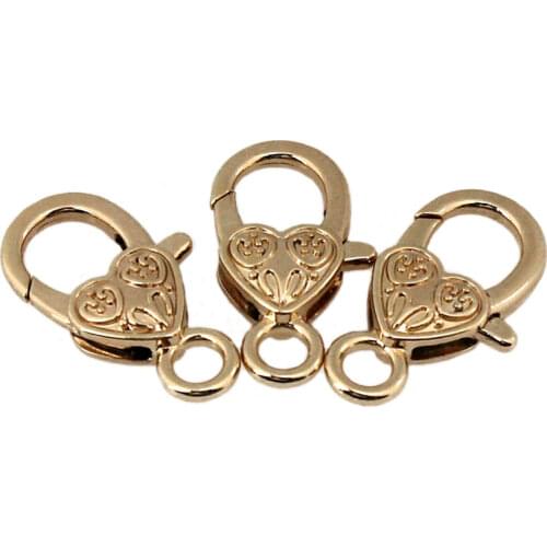 10pcs Fashion Metal Heart Shape Lobster New Style Claw Clasps Snap Hook For Leather Craft Bag Key Ring DIY Jewelry Findings