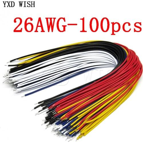 100PCS 26AWG 20cm Tin-Plated Breadboard PCB Solder Cable Fly Jumper Wire Tin Conductor Wires 1007-26AWG Connector Wire Diy Kit