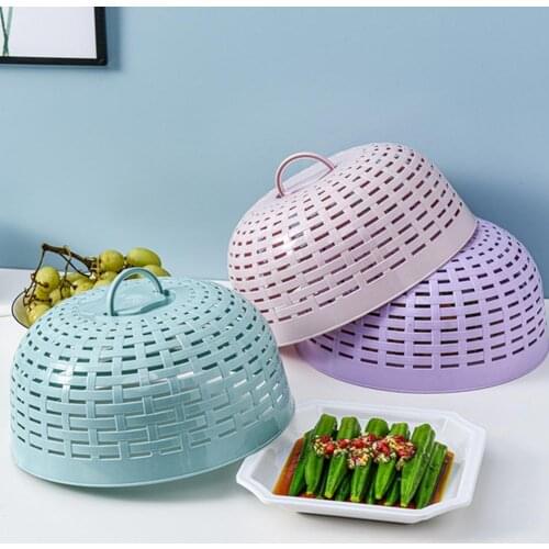 2 in 1 Hollow Food Dish Cover Vent Holes Food Splatter Guard Wash Vegetable Filter Basket Plastic Anti-Sputtering Food Cover