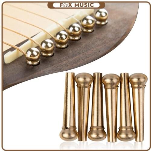 6Pcs/1 Set Acoustic Guitar String Bridge Pins Strings Pegs Nails Pin Brass Replacement Guitar Parts Accessories