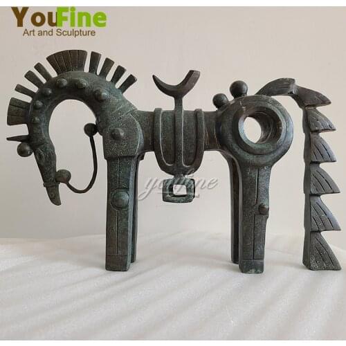 Abstract Art Bronze Horse Sculpture Vintage Bronze Horse Statue Antique Animals Crafts For Home Office Decoration Ornament