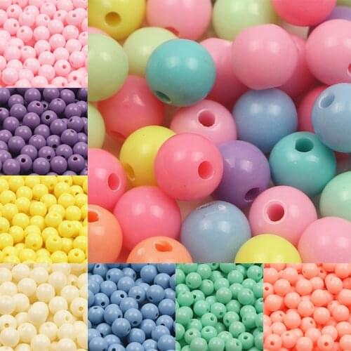 DIY Supplier 6/8/10/12/14/16/18/20mm Candy Color Acrylic Round Beads For Jewelry Making Handmade Necklace Bracelet Accessories