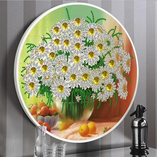 Daisy Special Round Drill Flower Diamond Painting Tassel Painting Wall Art Home Decoration Wedding Gift YKH76