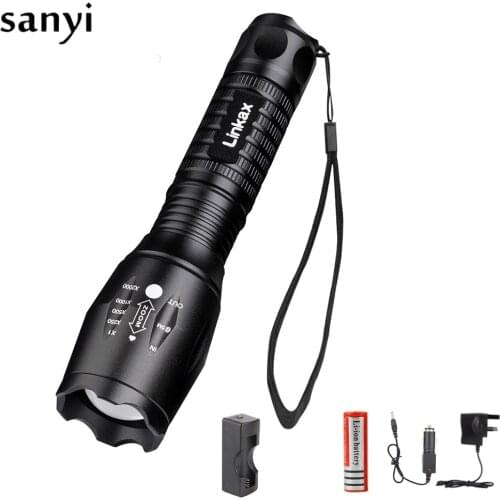 5 Modes 3800LM Aluminum Waterproof Zoomable T6 LED Flashlight Torch Tactical Light for 18650 Rechargeable Battery or AAA