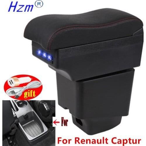 Car Armrest For Renault Captur Armrest box 2018 2019 2020 2021 accessories Storage box with cup holder ashtray USB