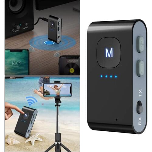 Bluetooth 5.0 Adapter Transmitter Receiver Wireless 200mAh Portable Support TF Card for Speaker Car Home Stereo System