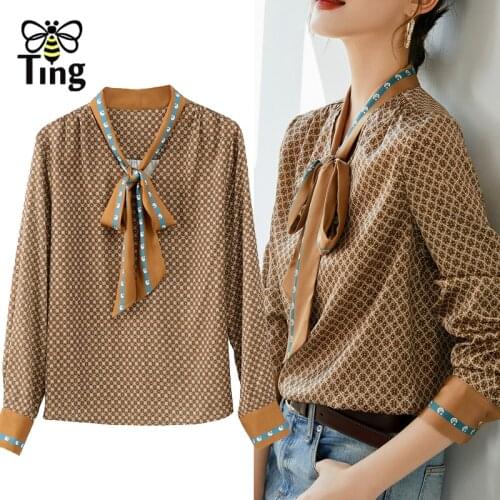 Tingfly Vintage Elegant Women Spring Autumn Casual Blouses Female Casual Shirts Printing New Street Chic Blusas Tops Zaful Moda