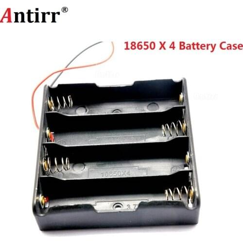 Black 4x 18650 3.7V Battery Storage Box Case 4 Slot Way DIY Mobile Lithium Batteries Power Bank Holder Container With Wire Leads