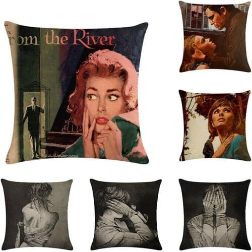 Square 18" Cotton Linen Famous Star Patterns Printed Sofa Decorative Seat Cushions Covers Almofada Alphabet ZY475