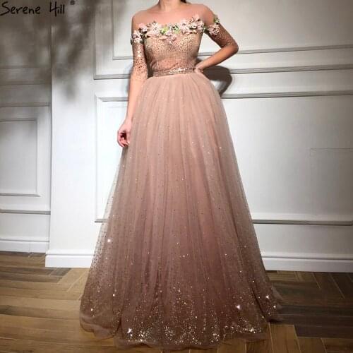 Long Turkish Off Shoulder Kaftan Dubai Pink Gliter Formal Evening Party Prom Gown Dress Lebanon Gowns Dress Abendkleider BLA6536