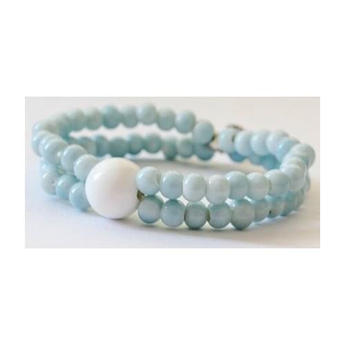 Southings tile porcelain handmade multi-layer bracelet ceramic beaded jewelry small fresh brief blue