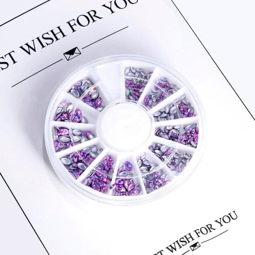 Holographic Rivet Nail Studs 3D Nail Art Decoration Rhinestone Marquis 3 Mixed Accessories in Wheel for DIY Nail art rivets