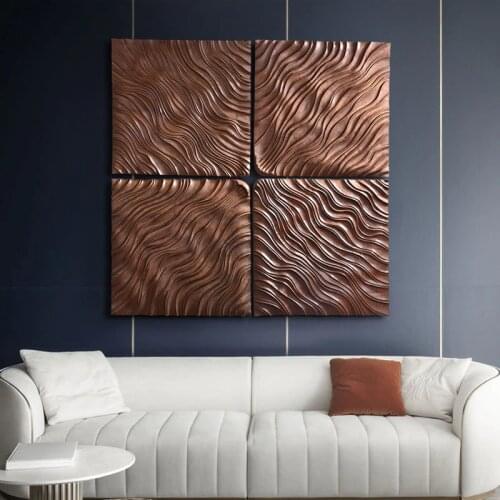 GY Simple Modern Wood Carving Decoration Four-Piece Abstract Three-Dimensional Handmade Soft Furnishings Hanging Painting