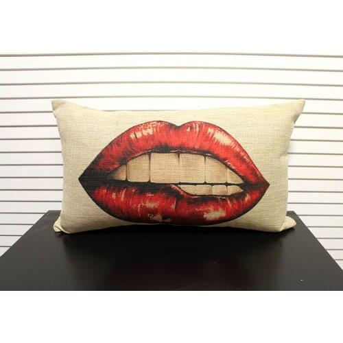 Lip pillow cover, Cartoon creative Red lips waist pillow case pillowcase wholesale