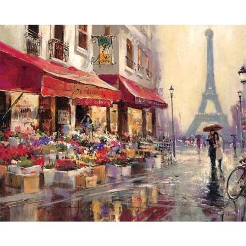 Landscape Eiffel Tower Street 14CT Cross-Stitch Patterns DIY Embroidery Sewing Handmade Needlework Knitting Floss Gift Wholesale