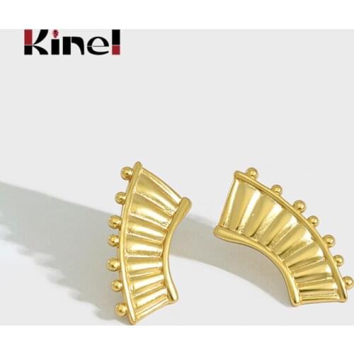 Kinel Fan Earrings Unusual Original Design Trendy French Style for Women Silver 925 Jewelry 18 k Gold Plating Christmas Gifts