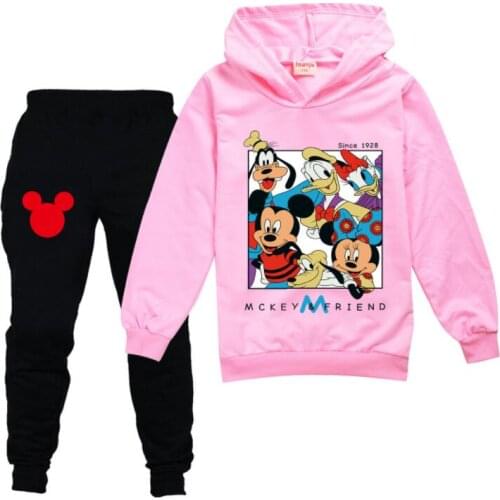 Baby Girls Clothes Set For Toddler Cartoon Mickey Minnie Long Sleeved T-shirt Tops And Pants Outfits Kids Clothing Suits
