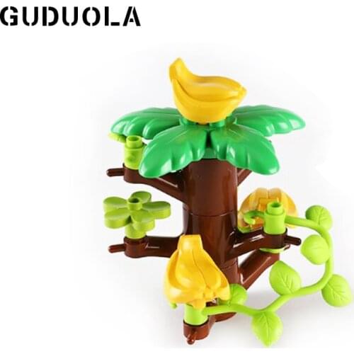 GUDUOLA Big Bricks Big Tree Set Amusement Park Accessory City Home Park Brick Playmobil Toys Building Block For Children