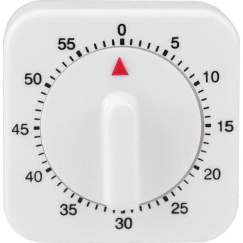 Kitchen Timer 60 Minutes Count Down Alarm Reminder White Square Mechanical Timer for Kitchen Tools