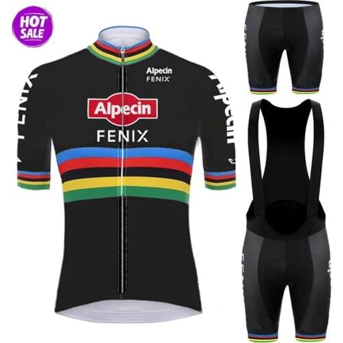 2021 Summer Maillot Alpecin Fenix Champion Team Mens Cycling Jersey Set Clothing Race Bike Bib Shorts Suit MTB Bicycle