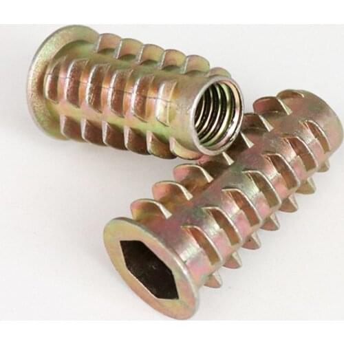 10/20/30/50Pcs M4 M5 M6 M8 M10 Zinc Alloy Thread For Wood Insert Nut Flanged Hex Drive Head Furniture Nuts