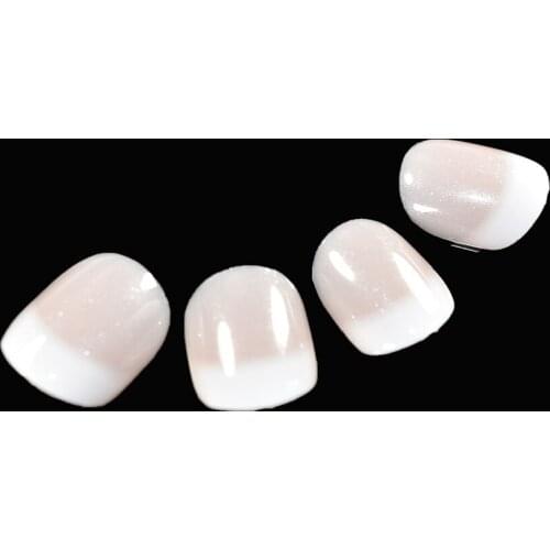 Glitter Nude Pink French Fake Nails Tips Kids False Nails Short Full Artificial Nail DIY Nail Art faux ongles