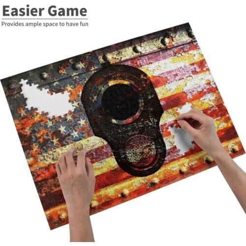 M1 Colt 45 On Rusted American Flag Jigsaw Puzzle ChildrenS Educational Toys Gift Adult Hobby Game Toy M1 Pistol Colt 45 Gun