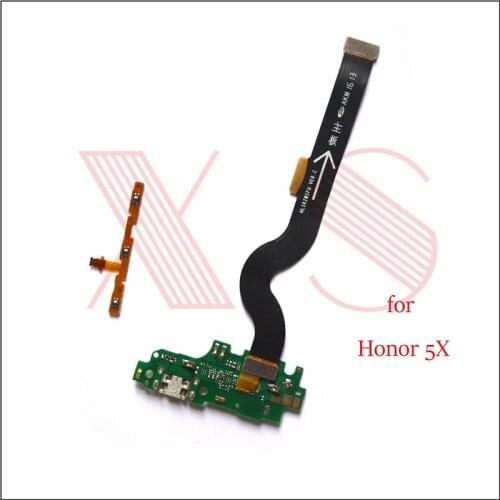 Power on/off volume switch main mother board USB charging charger board connector flex cable For Huawei Honor 5X X5 GR5 GR5W