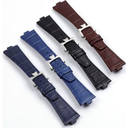 Top Quality Cowhide Leahter25mm*18mm Watchband For Vacheron Constantin OVERSEA Watch Strap Butterfly Buckle Watch Accessorie