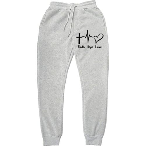Christian Faith Love Hope Sweatpants Novelty Print Fleece Trousers Unisex Hip Hop Streetwear Jogging Pants